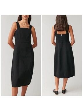 COS Black Sleeveless Pinafore Midi Dress